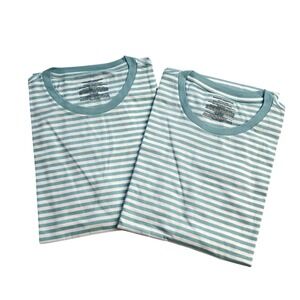 SET of 2 Amazon Essentials Men Blue Striped RegFit Crewneck T-Shirt 2XL